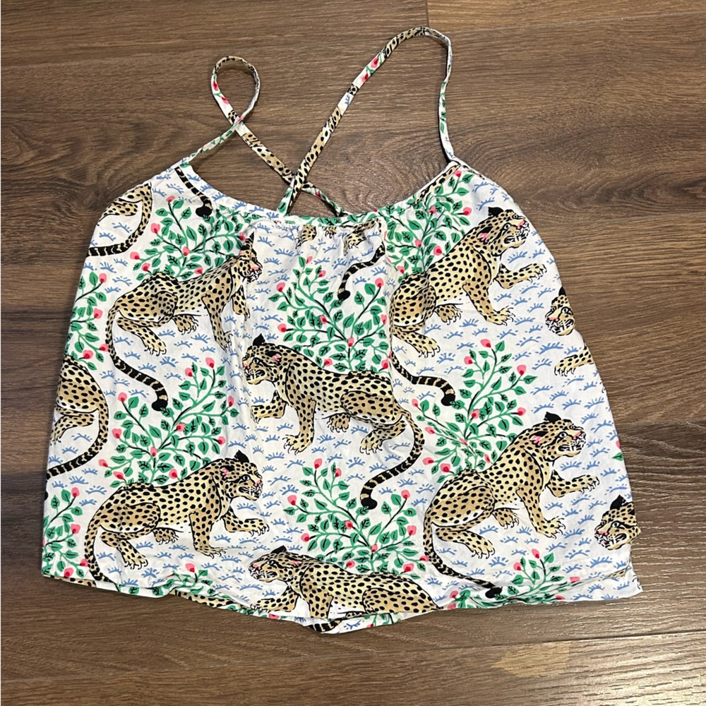 Print Fresh Anthropologie Cheetah Tank Pajama top Women’s xx-small‎ 100% cotton